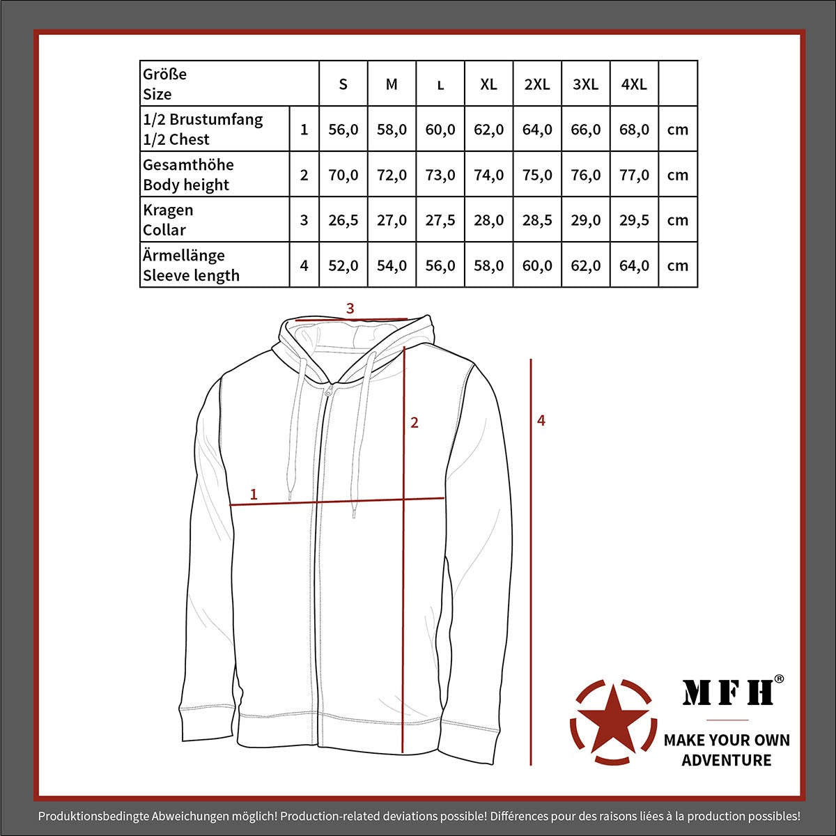 Kapuzen Sweatshirt-Jacke,340 g/m², schwarz