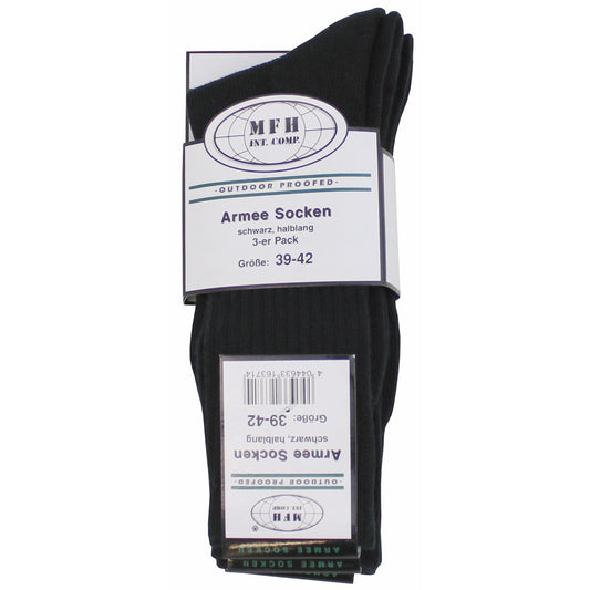 Army Socken, schwarz,halblang, 3er Pack