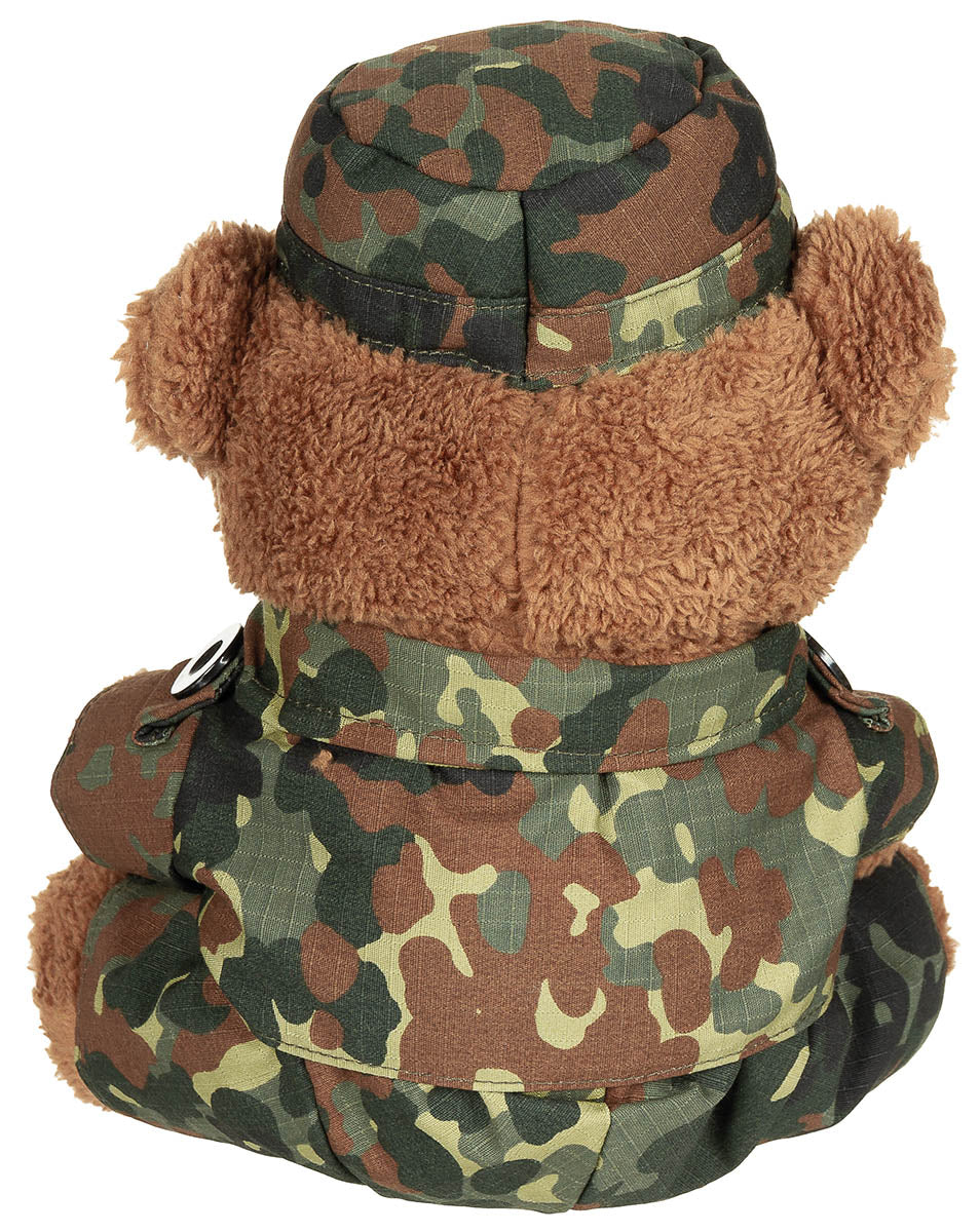 Teddybär, mit Anzug und Mütze,flecktarn, ca. 28 cm
