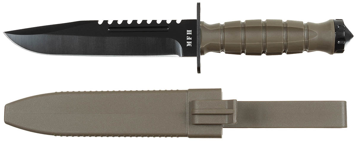 Kampfmesser, "Storm", oliv,Kunststoffgriff, Scheide