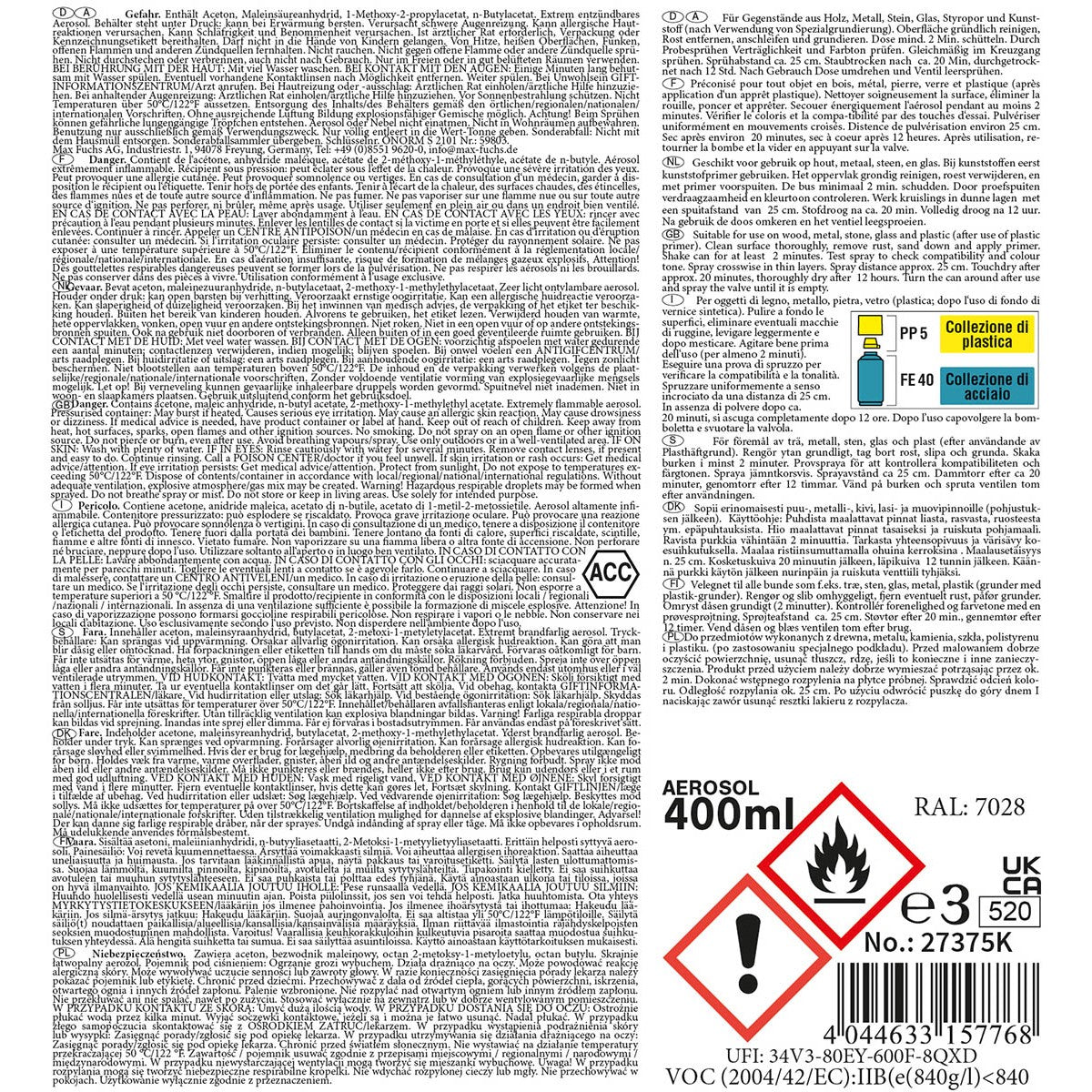 Army Farbspray,WH DUNKELGELB, matt, 400 ml