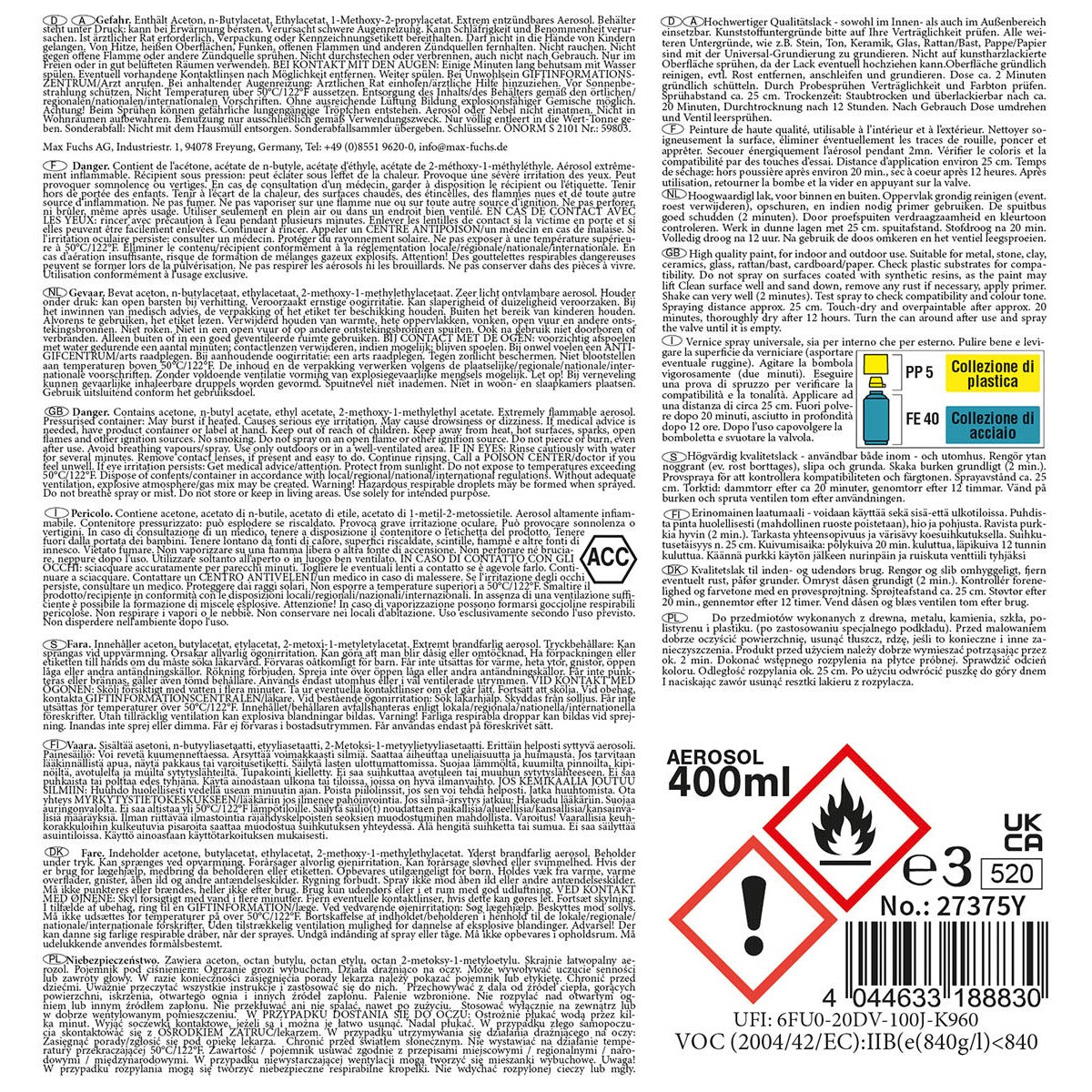 Army Farbspray,UNIVERSALGRUNDIERUNG, 400 ml
