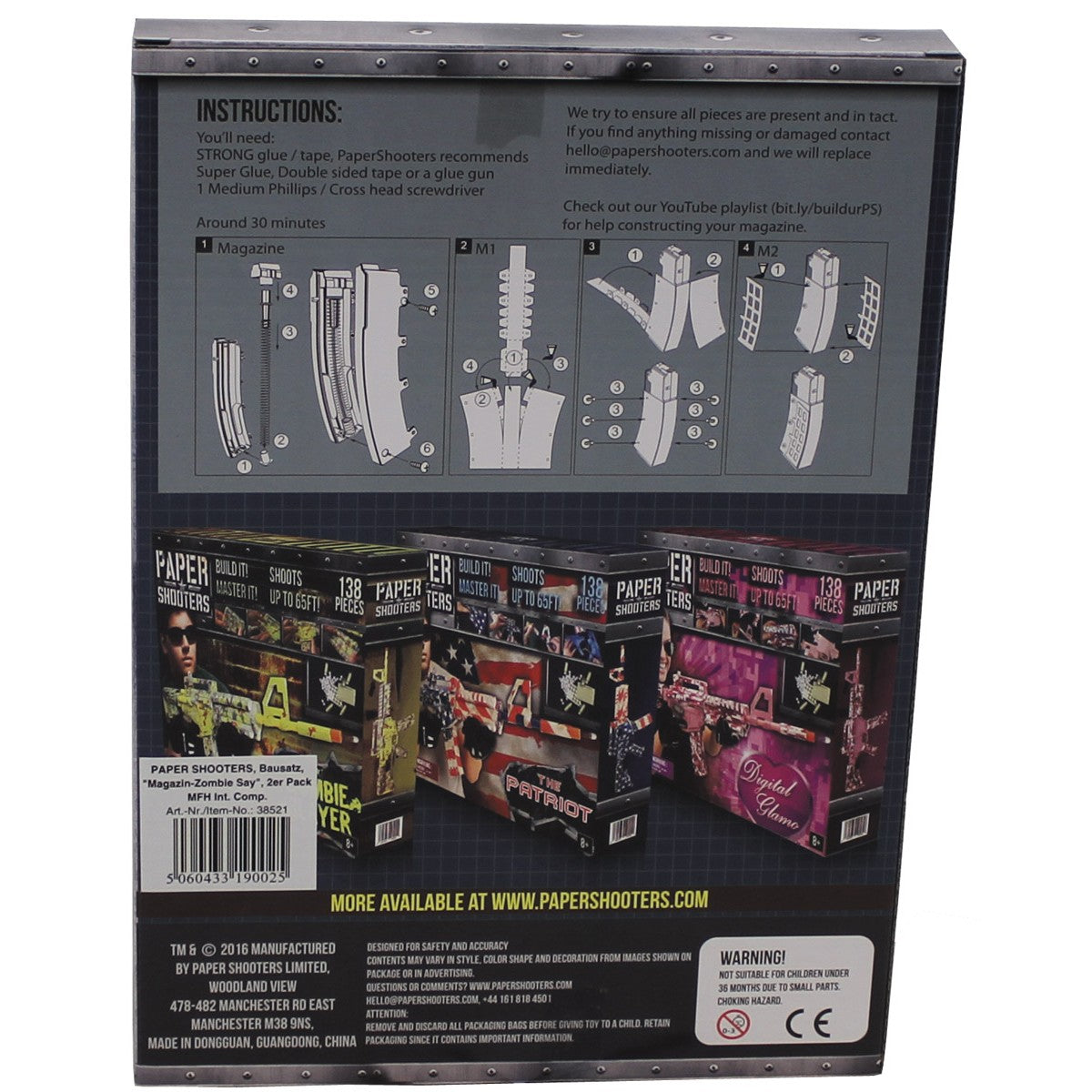 PAPER SHOOTERS, Bausatz,Magazin "Zombie", 2er Pack
