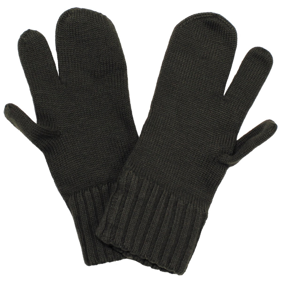 Österr. Strickhandschuhe,mit Schießfinger, oliv, gebr.