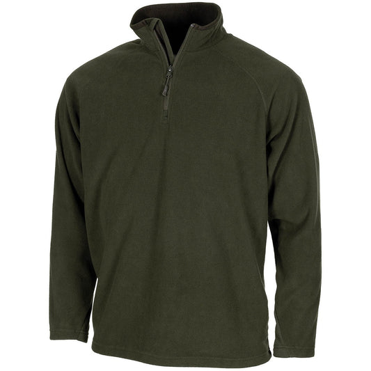 Shirt, "Troyer", Microfleece,langarm, oliv, 200 g/m²