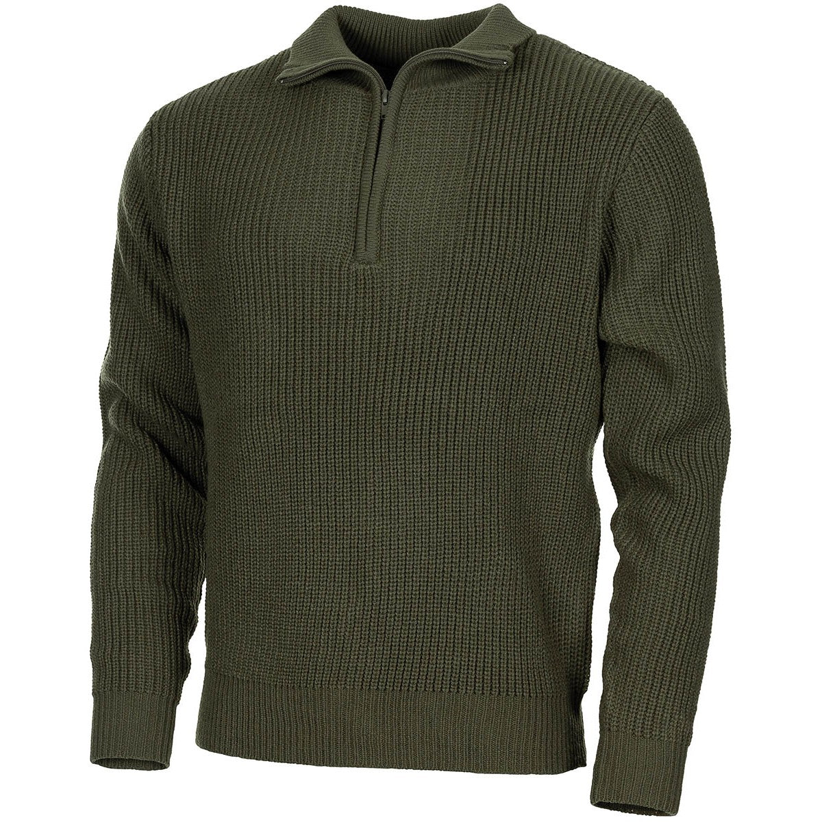 Pullover, "Troyer",oliv, mit Reißverschluss