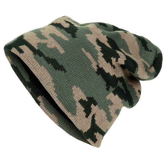 Strickmütze, "Beanie", woodland, fein gestrickt