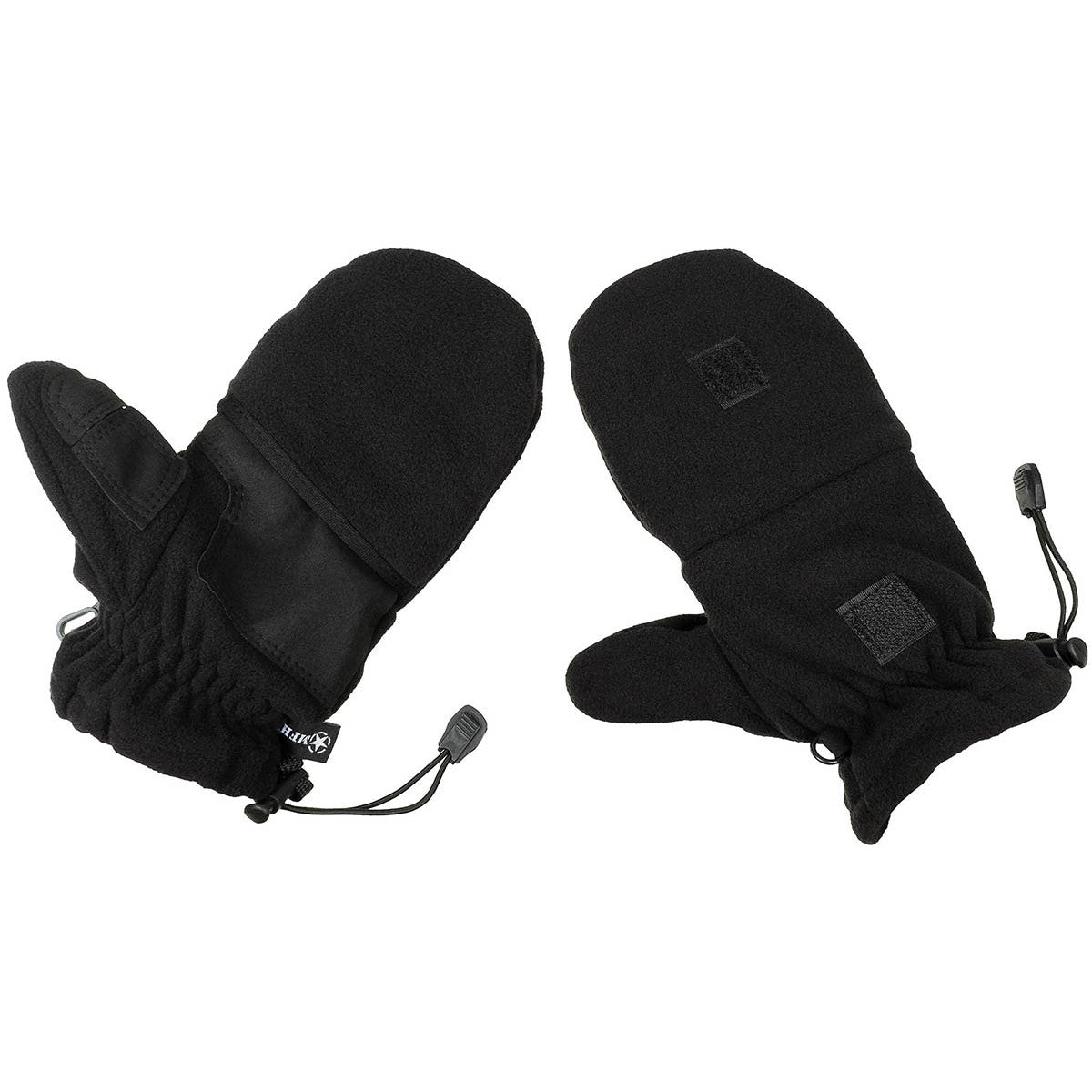Fleece-Faust-Fingerhandschuhe,schwarz, mit Ausziehschlaufen