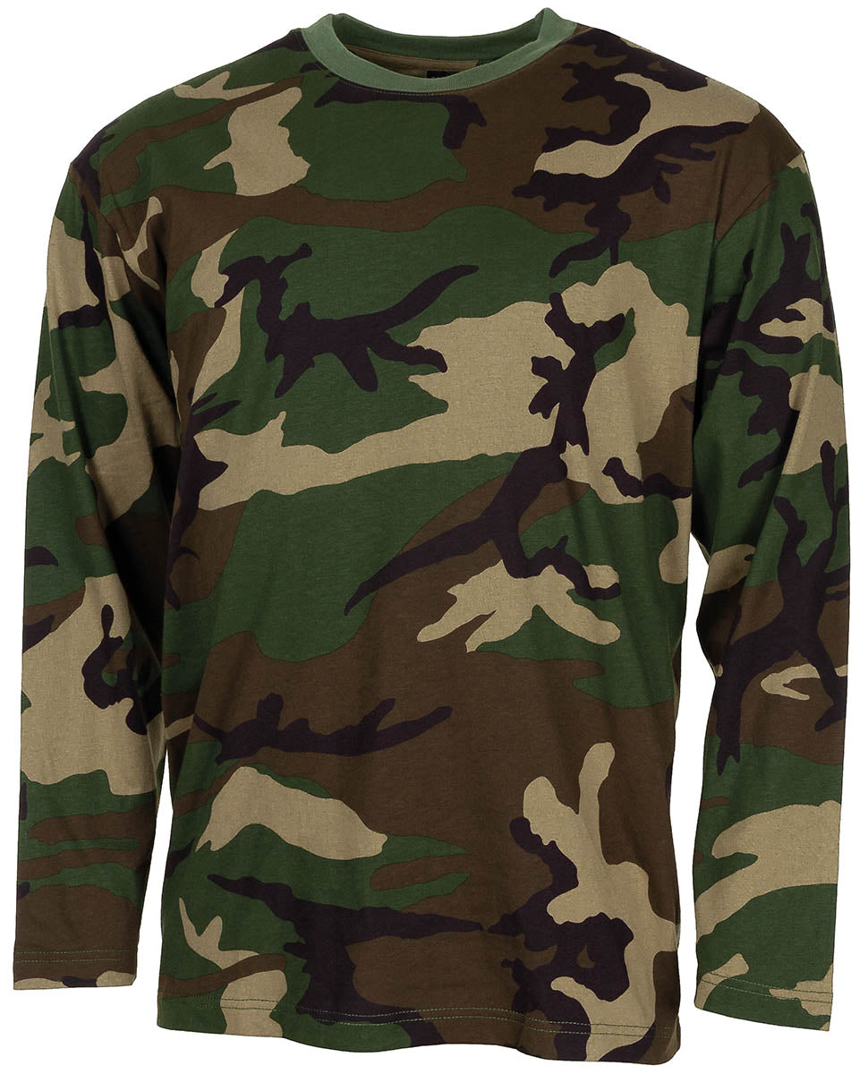 US Shirt, langarm,woodland, 170 g/m²