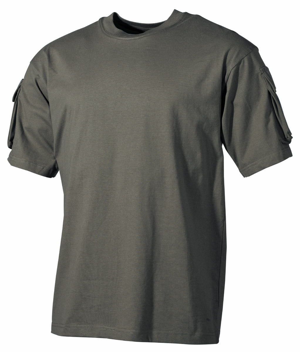 US T-Shirt, halbarm, oliv,mit Ärmeltaschen