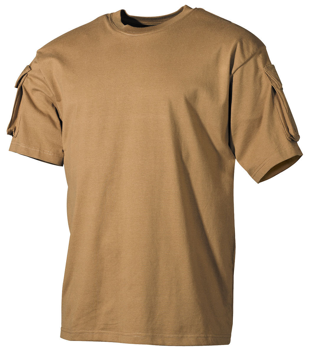 US T-Shirt, halbarm, coyote,mit Ärmeltaschen