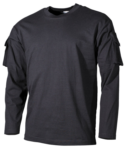 US Shirt, langarm, schwarz,mit Ärmeltaschen