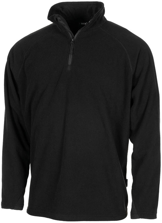 Shirt, "Troyer", Microfleece,langarm, schwarz, 200 g/m²