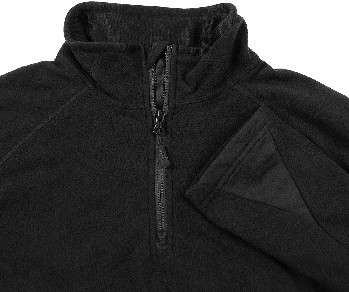 Shirt, "Troyer", Microfleece,langarm, schwarz, 200 g/m²
