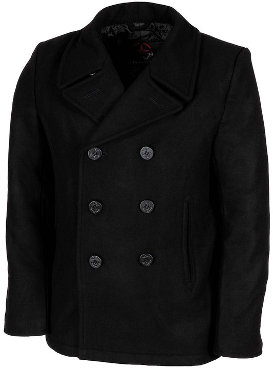 US Pea Coat, schwarz,mit schwarzen Knöpfen