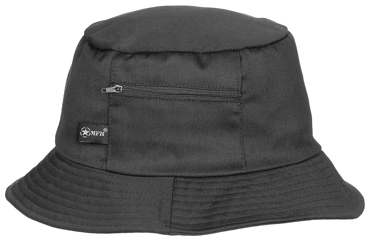 Schlapphut (Fischermütze),kleine Seitentasche, schwarz