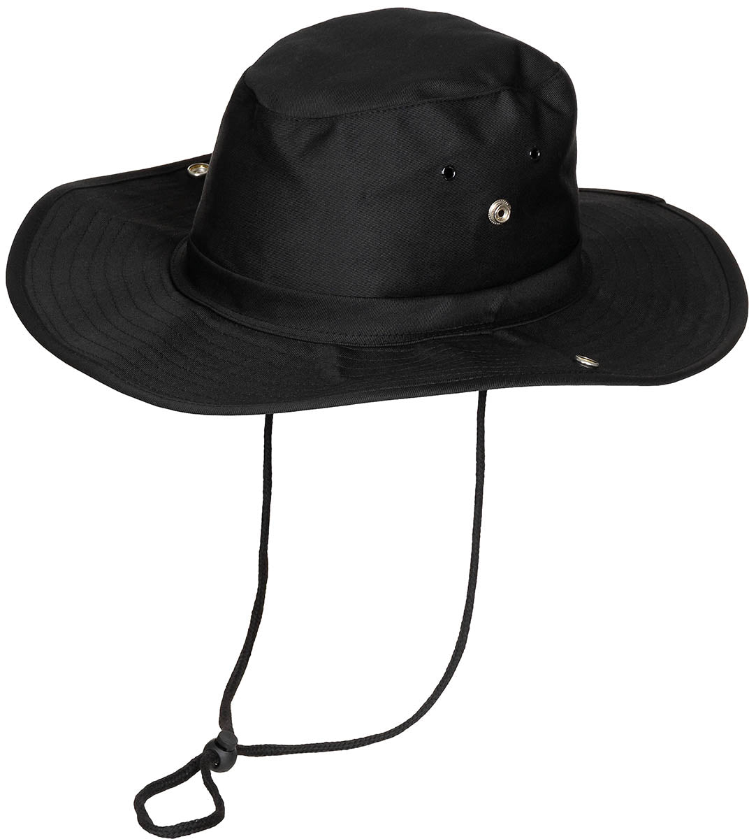 Buschhut, schwarz,mit Kinnband, zum Hochstellen