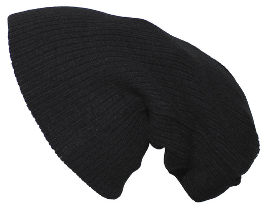 Strickmütze, "Beanie", Rip,schwarz, extra lang