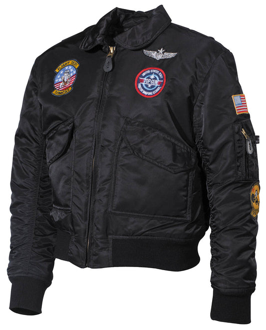 US Kinder-Pilotenjacke, CWU,schwarz, mit Fliegerabzeichen