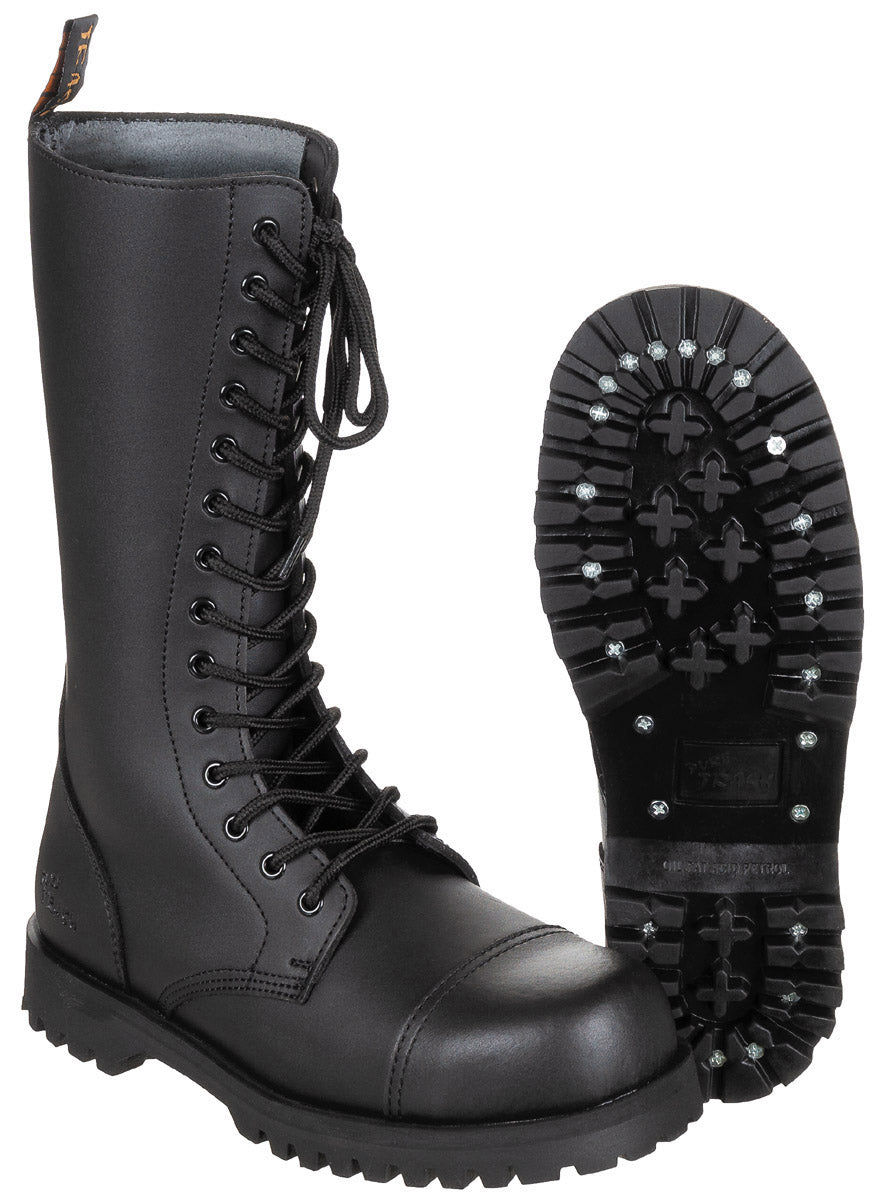 Stiefel, 14-Loch,"Pure Trash",schwarz, Stahlkappe, Schrauben