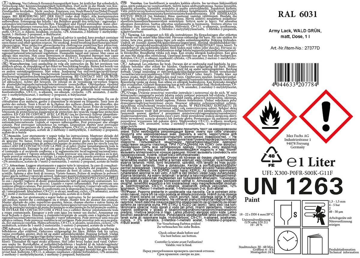Army Lack, WALD GRÜN,matt, Dose, 1 l