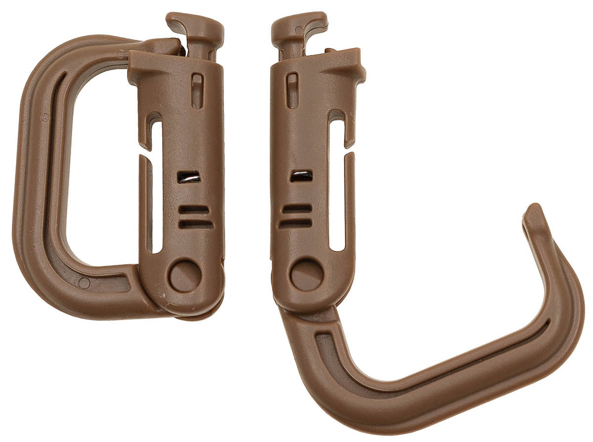 Karabiner, Plastik, "MOLLE",coyote tan, 2er Pack