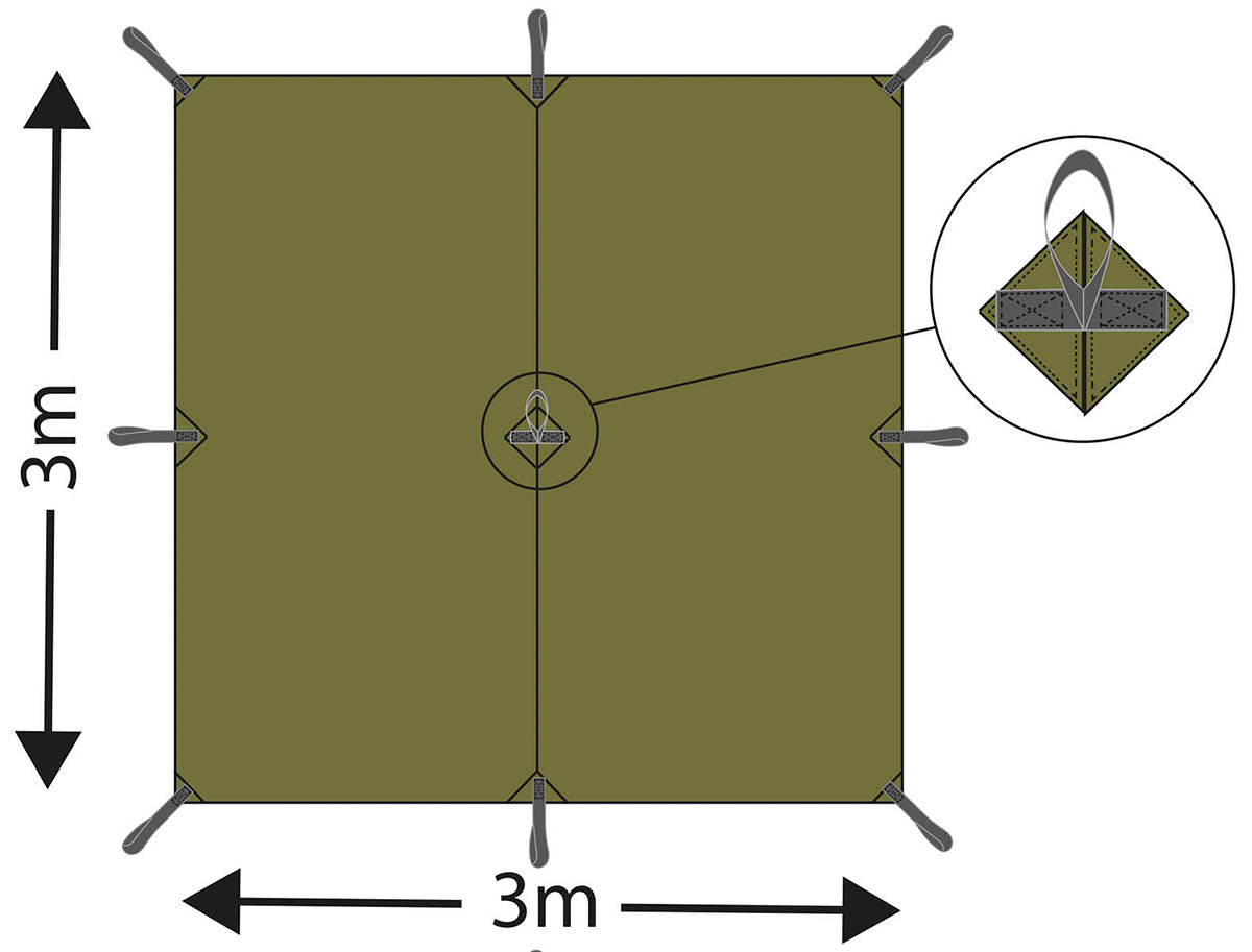 Mehrzweckplane,"Tarp Extreme",flecktarn, ca. 300 x 300 cm