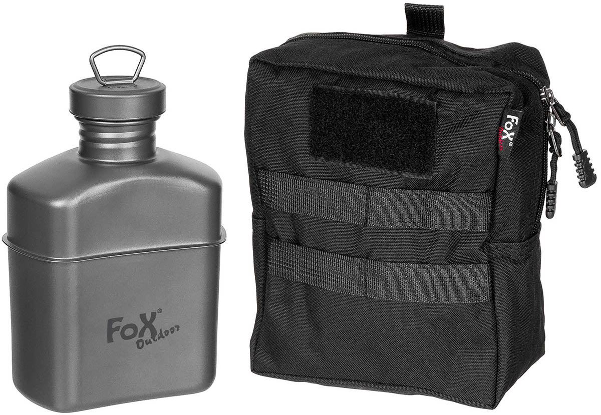 Trinkflasche, Titan,ca. 1 l, mit Tasche