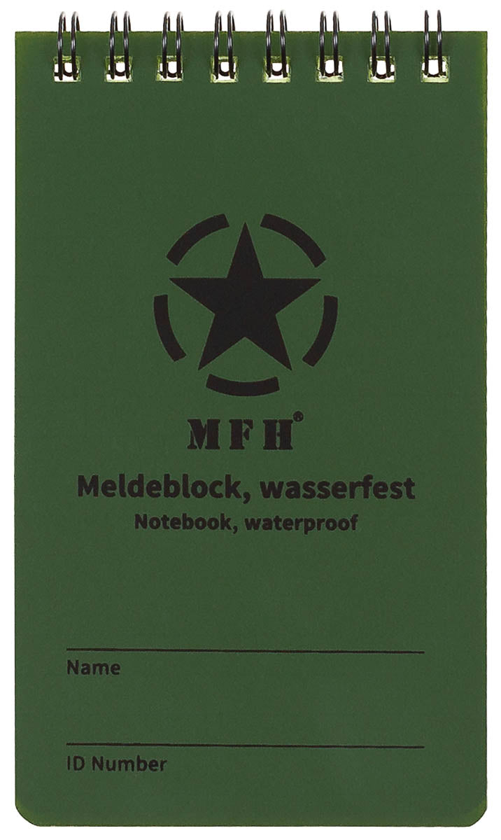 Meldeblock, wasserfest, klein,Spiralbindung, 7,5 x 13 cm