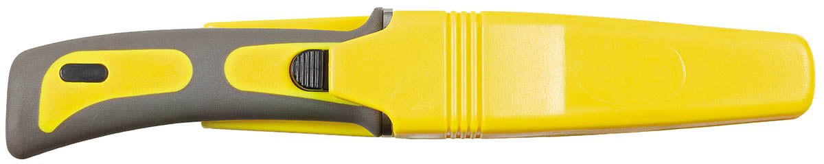 Tauchermesser, gelb-schwarz,Gummigriff, Scheide