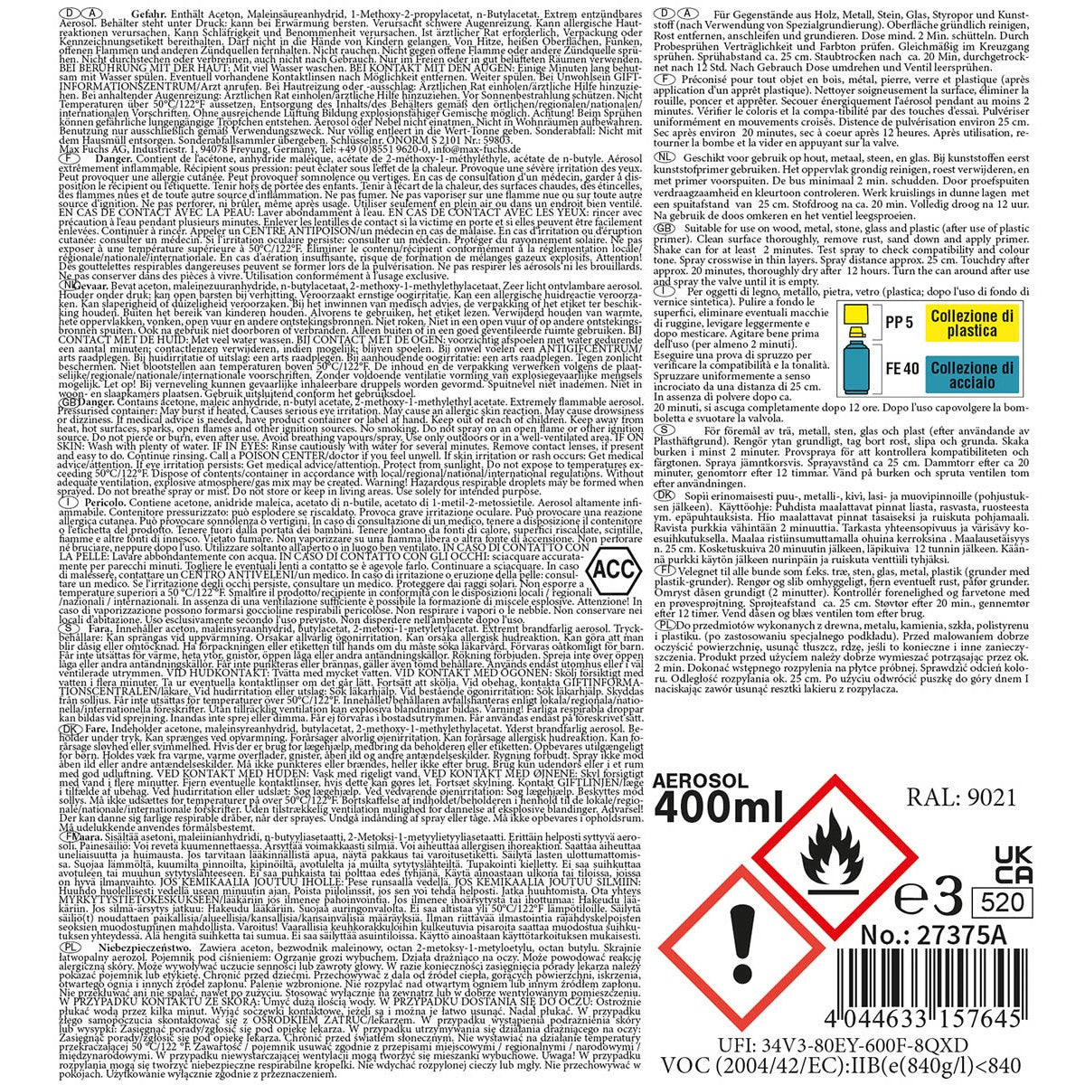 Army Farbspray,SCHWARZ, matt, 400 ml