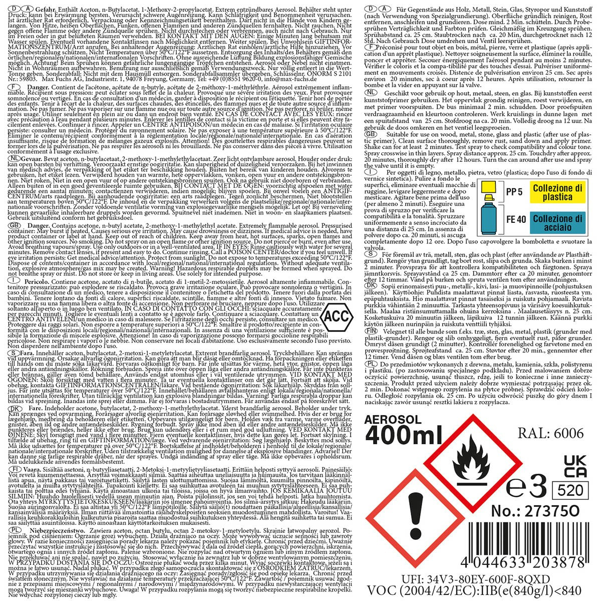 Army Farbspray,WH FELDGRAU, matt, 400 ml