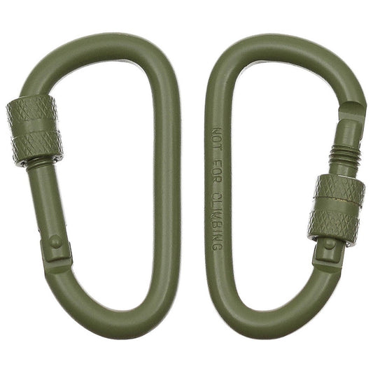Karabiner, Schraubverschluss,D 6 mm x 6 cm, 2er Pack, oliv