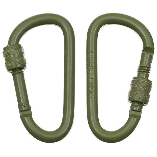 Karabiner, Schraubverschluss,D 8 mm x 8 cm, 2er Pack, oliv