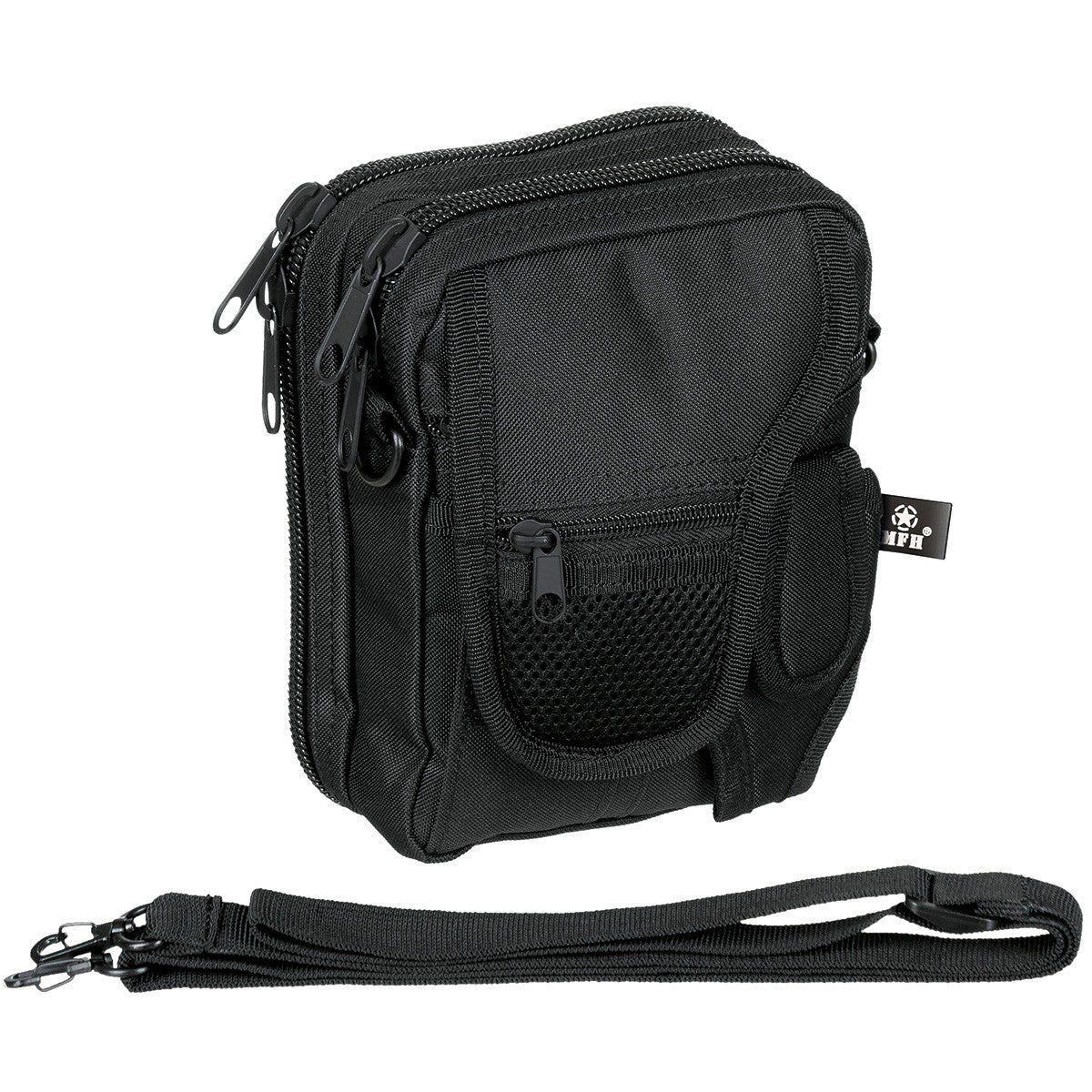 Gürtel-Umhängetasche, schwarz,mit abnehmbarem Holster
