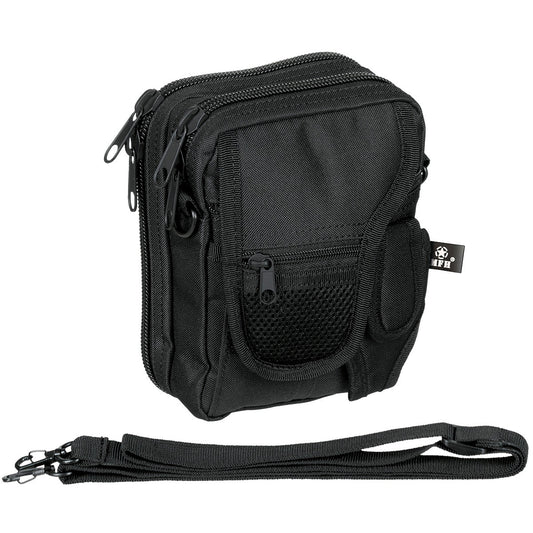 Gürtel-Umhängetasche, schwarz,mit abnehmbarem Holster