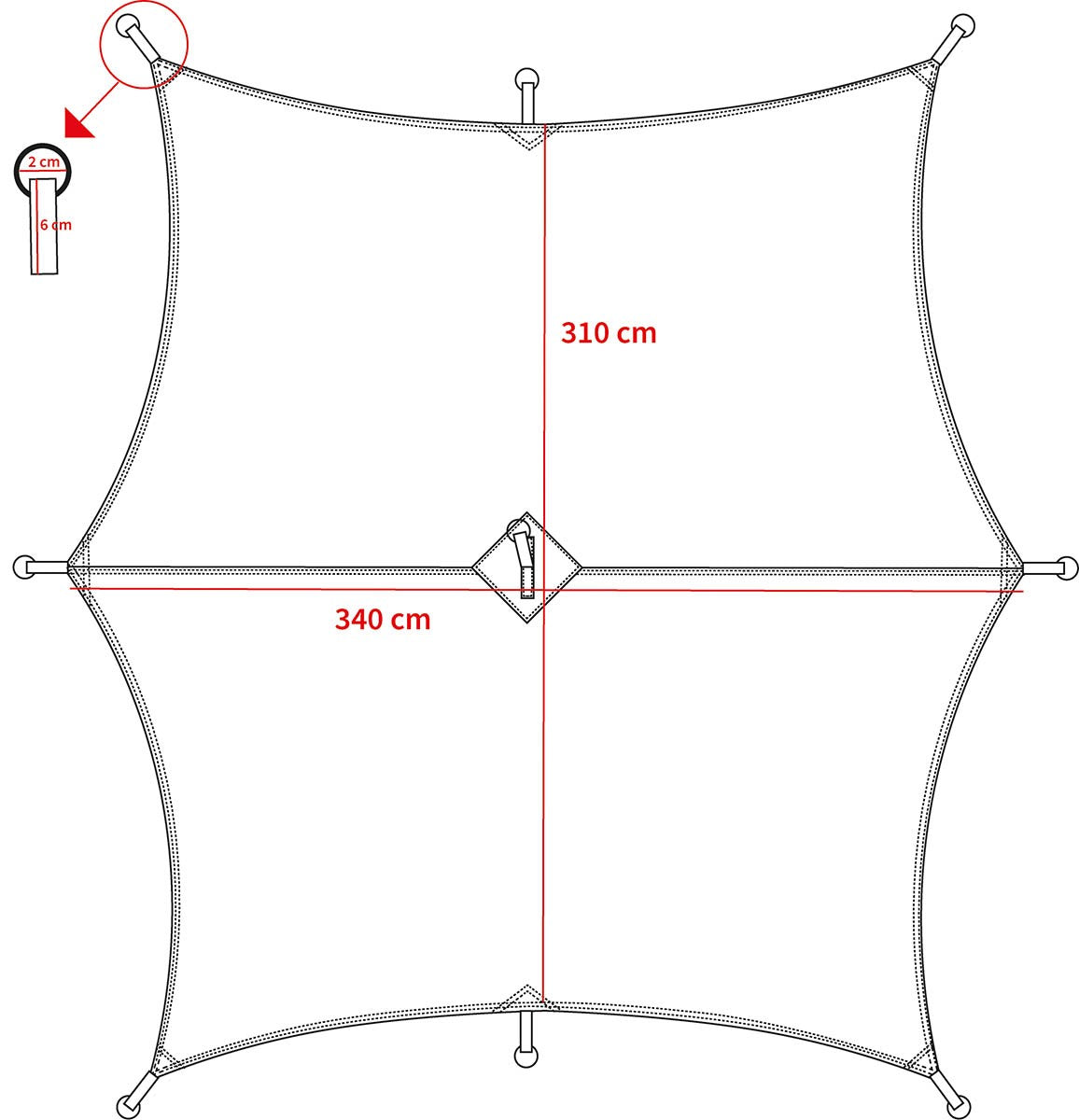 Plane, "Hexagon-Tarp",oliv, ca. 340 x 310 cm