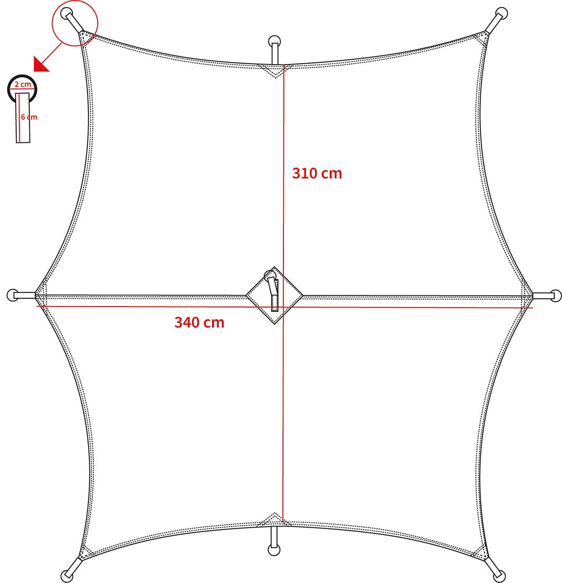 Plane, "Hexagon-Tarp",flecktarn, ca. 340 x 310 cm
