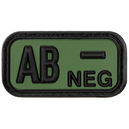 Klettabzeichen, schwarz-oliv,Blutgruppe "AB NEG", 3D