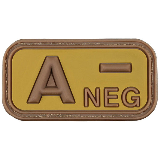Klettabzeichen, braun-khaki,Blutgruppe "A NEG", 3D