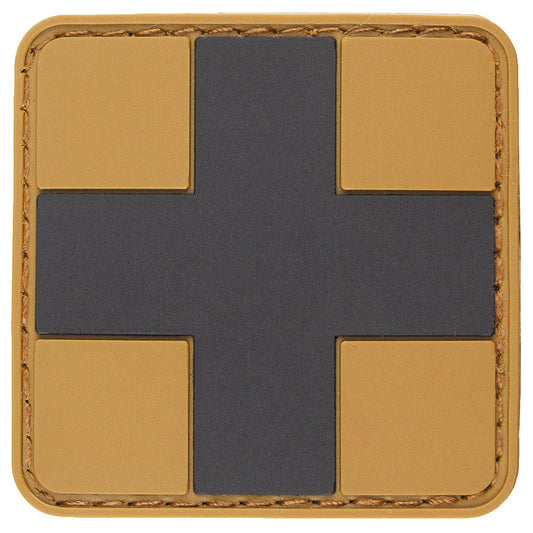 Klettabzeichen, "FIRST AID",coyote-schwarz, 3D, 5 x 5 cm