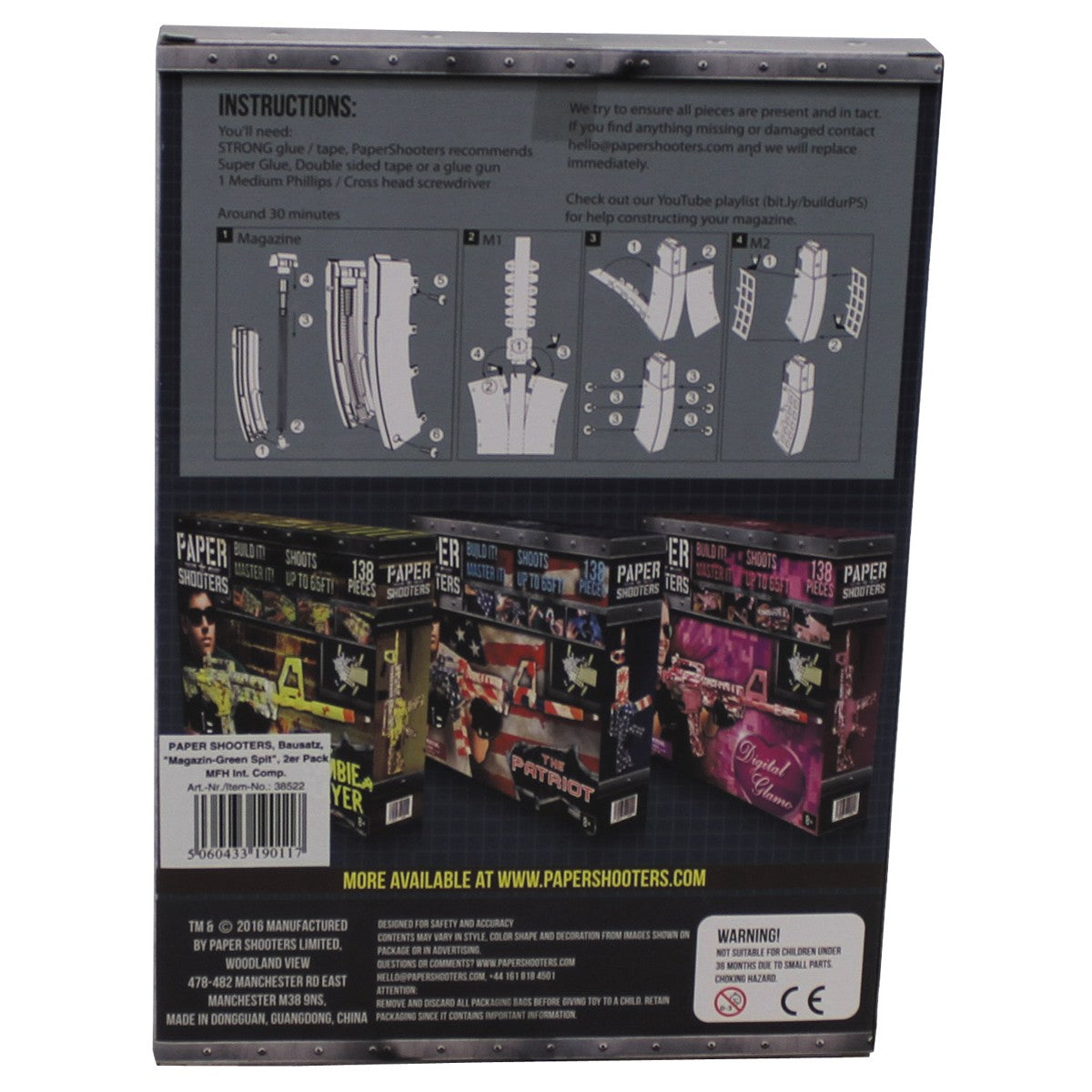 PAPER SHOOTERS, Bausatz,Magazin "Green Spit", 2er Pack