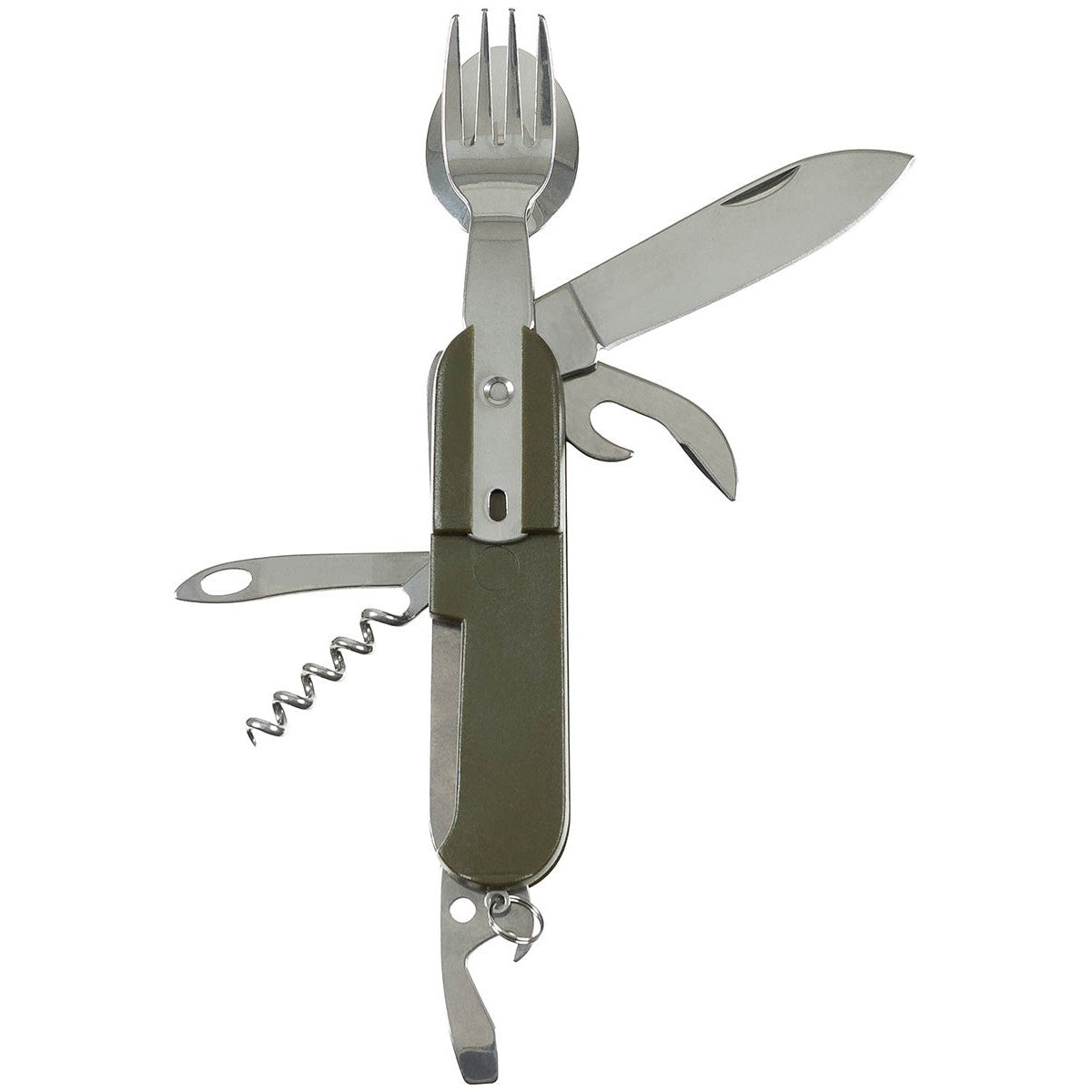 Taschenmesser, oliv,Gabel und Löffel