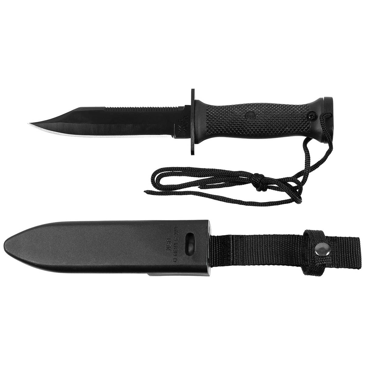 Kampfmesser, MK3, schwarz,Kunststoffgriff, Scheide