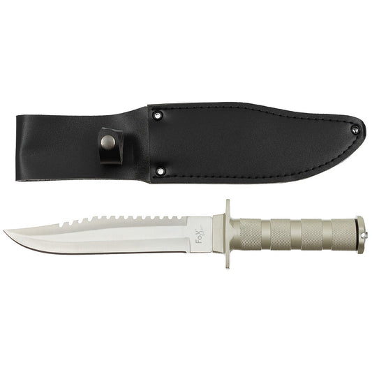 Überlebensmesser, silber,Aluminiumgriff, Scheide