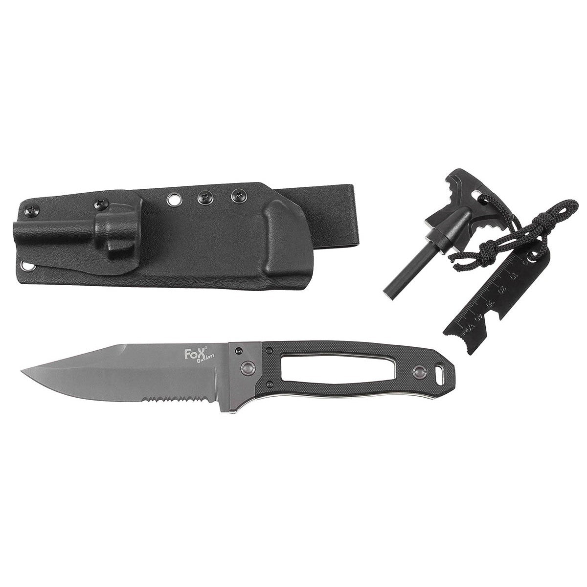 Messer, "Scorpion", G10-Griff,schwarz, Kydex-Scheide