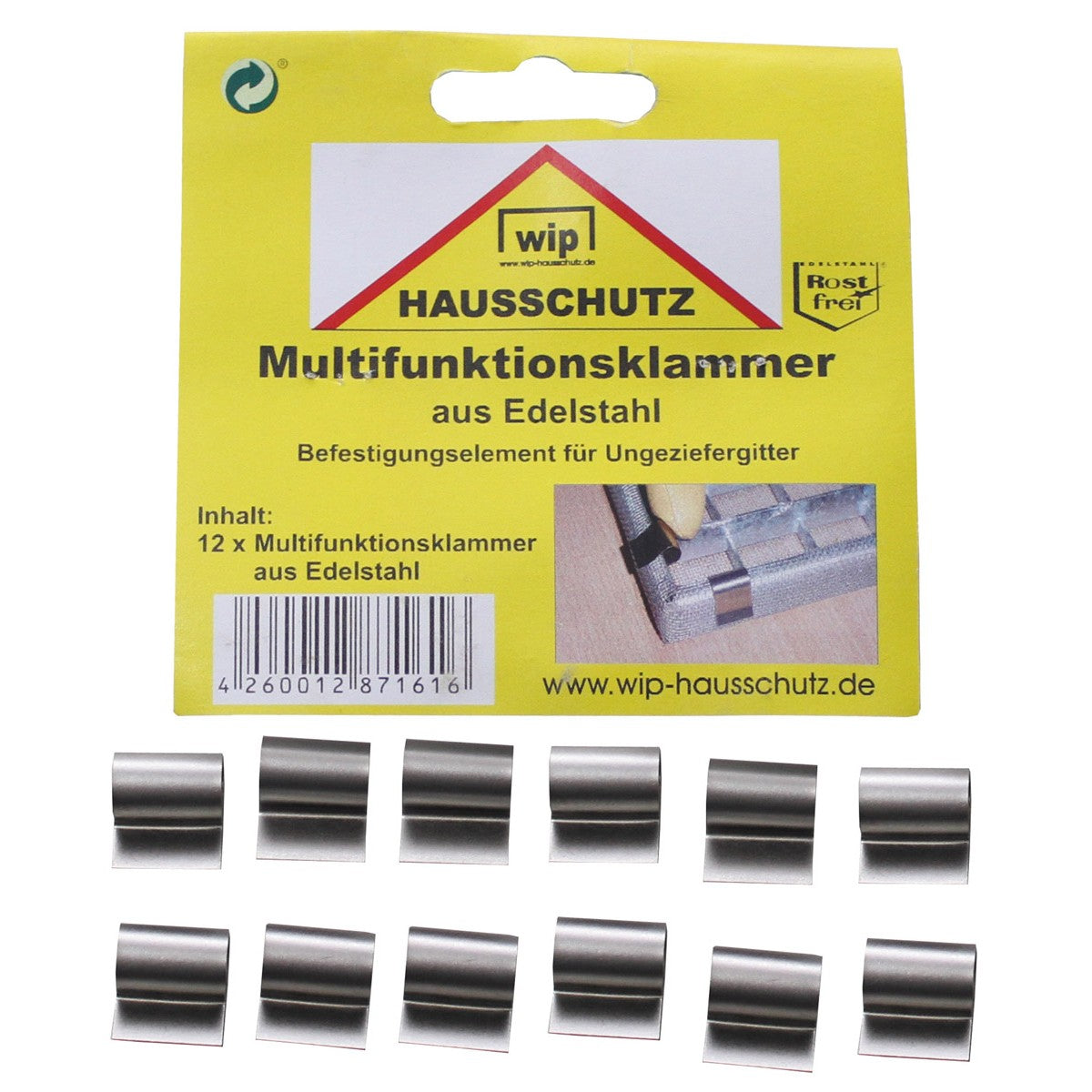 Multifunktionklammer, "Wip",Edelstahl, 12-er Pack