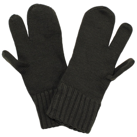 Österr. Strickhandschuhe,mit Schießfinger, oliv, gebr.