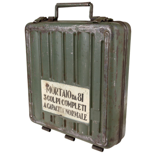 Ital. Granatenkoffer, oliv,Metall, gebr.